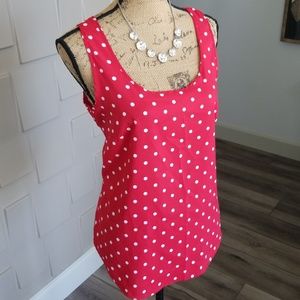 Faded Glory Red and White Polka Dot Tank Top